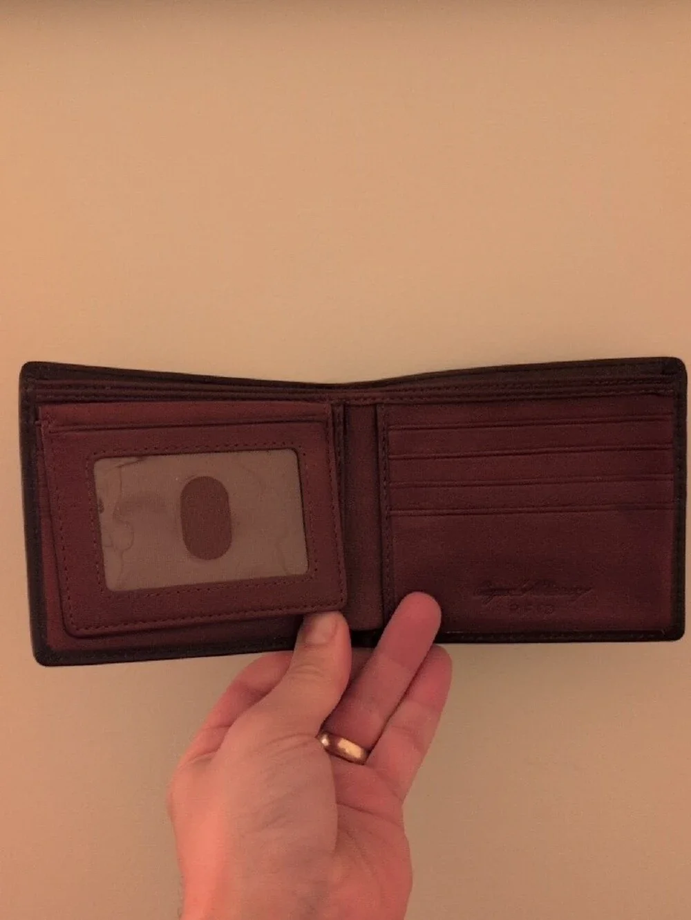 Men's Leather Bifold Card & Key Wallet - Deep Brown
